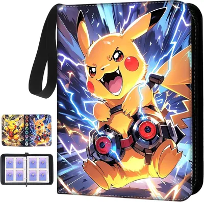 Produktbild von Pokémon Sammelkarten Album, Karten Sammelalbum & Trading Card Album - 50 Seiten 400 Karten Kapazität, Wasserdichtes Sammelalbum mit Reißverschluss