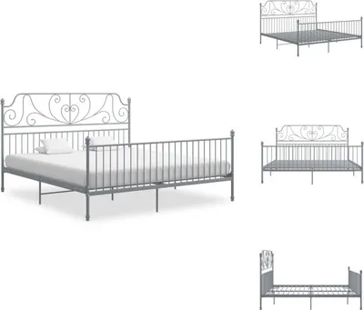 Produktbild von vidaXL Bettgestell Grau Metall 180x200 cm -  Betten & Bettgestelle