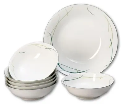Produktbild von Tschechisches Porzellan, Kompott-Set, Thun, Opal, Gras, 7-teilig