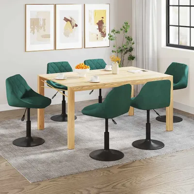 Image de vidaXL Chaise de salle à manger 6 pcs. Pivotant Vert foncé Velours