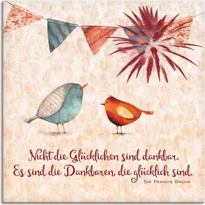 Produktbild von ARTland Leinwandbild Lebensweisheit Glücklich Größe: 40x40 cm