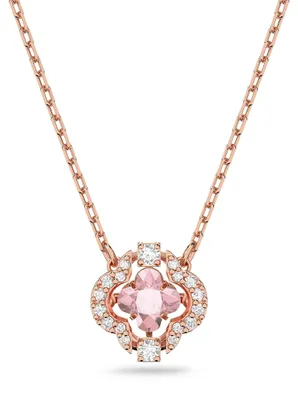 Immagine prodotto di Collana Swarovski, trifoglio portafortuna, rosa, rivestimento in lega rosa
