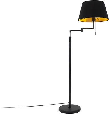 Zdjęcie produktu dla Lampa stojąca czarna z czarnym kloszem i regulowanym ramieniem - Ladas Deluxe