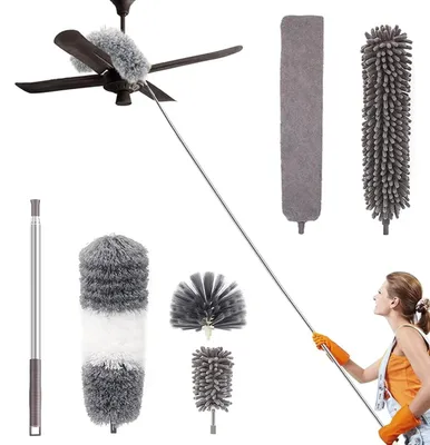 Produktbild von Teleskop Staubwedel, Staubwischer, Staubfänger, Teleskopwedel, Teleskopstiel, Handstaubwischer für hohe Decken Deckenventilator Spinnweben