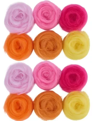 Productafbeelding van Elzusha - Set van 18 Viltwol in 6 Kleuren voor Naaldviltwerk en DIY Craft