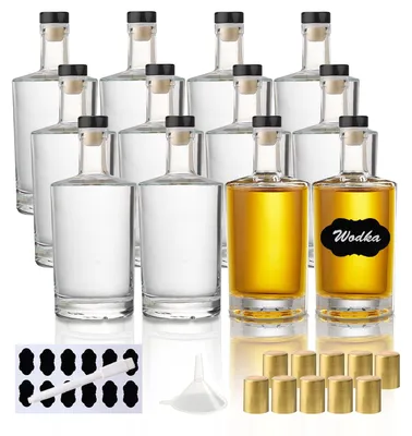 Immagine prodotto di 12 bottiglie di vetro da 100 ml - Piccole bottiglie per aperitivi con tappo di sughero