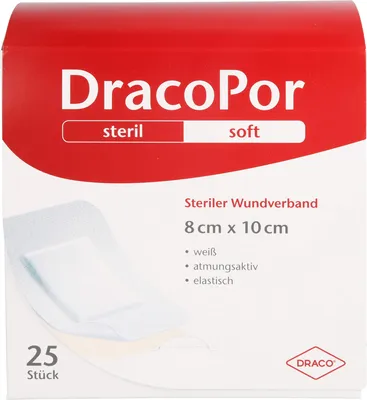 Produktbild von DracoPor soft weiß 8 cm x 10 cm steriler Wundverband, 25 St. Wundauflagen
