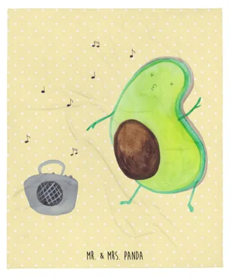Produktbild von Mr. & Mrs. Panda Sofadecke Avocado Tanzen - Gelb Pastell - Geschenk, Party, Gesund, Flauschige Decke, Tagesdecke, Musik, Singen, Kuscheldecke, Feier, Bettdecke