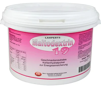 Produktbild von Lamperts Maltodextrin 19 geschmacksneutrales Kohlenhydratpulver zur Energieanreicherung, 1500 g Pulver