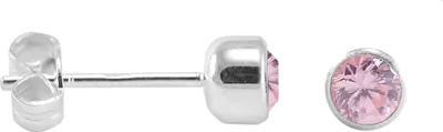 Produktbild von Ohrstecker 925 Sterling Silber mit runden Zirkonia in verschiedenen Farben Farbe - Pink