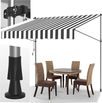 Immagine prodotto di Tenda da sole a morsetto Clanmacy 250x120 cm Tenda da sole per balcone regolabile in altezza con manovella Protezione solare senza forature per terrazze e balconi Grigio Bianco