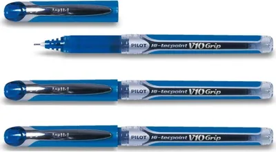 Produktbild von Pilot Hi-Tecpoint V10 Grip Tintenroller 3er Set blau