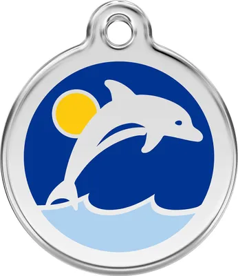 Produktbild von RedDingo Hundemarke mit individueller Gravur Delfin dunkelblau, Größe: S