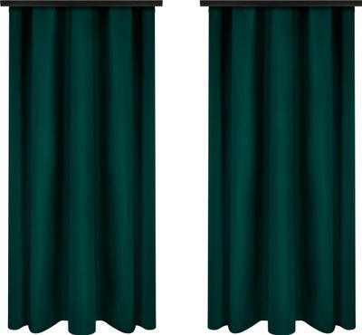 Vorhänge mit Kräuselband 140x230 cm 2 Stücke Dunkelgrün Fertige Blickdichte Gardinen