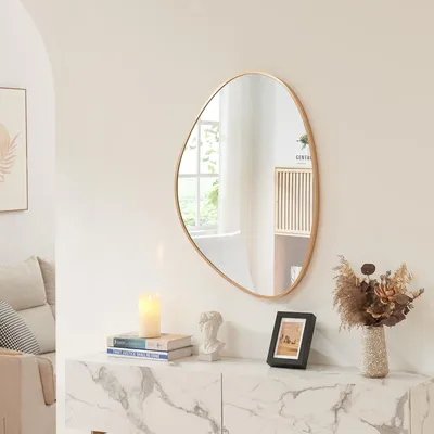 Immagine prodotto di Specchio da parete "Lardkapihond" con cornice a forma di goccia 75 x 53 cm Colore oro