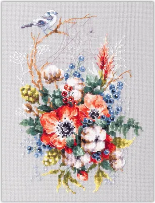 Imagen del producto de Kit de bordado a punto de cruz "Papavero e cotone" de la marca Magic Needle, edición Zweigart, ideal para principiantes, para hacer tú mismo, con dimensiones de 18x26 cm