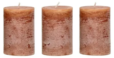 Obrázok produktu pre Pomax Sada 3 sviečok, vyrobených z parafínového vosku, farby škoricovej, priemer 5 cm, výška 7,5 cm