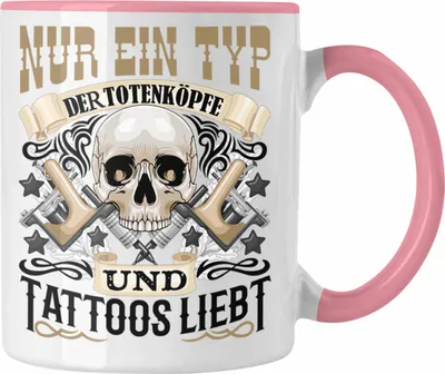 Produktbild von Trendation - Totenköpfe und Tattoos Tasse Mann Männer Geschenk Tattoowierter Mann Tatoo (Rosa)