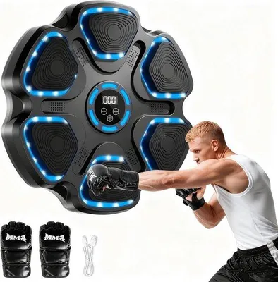 Obrázok produktu pre Elektronický nástenný hudobný systém s boxerskými rukavicami, pre deti aj dospelých, 11 režimov a 9 rýchlostí