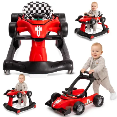Produktbild von Sun Baby Lauflernhilfe Walker 3in1 mit höhenverstellbare Automotiv, Formula Racing, interaktiv und faltbar mit Sicherheitsstopper, Tasten, Lichtern un