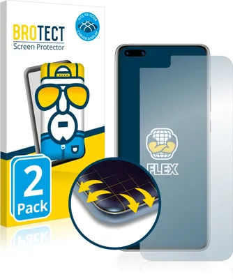 Produktbild von 2x BROTECT Fullscreen Schutzfolie für Huawei P40 Pro Displayschutz Folie Fullcover Klar Transparent