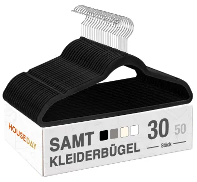 Productafbeelding van Kledinghangers - Antislip met fluwelen bekleding - Set van 30 - Zwart