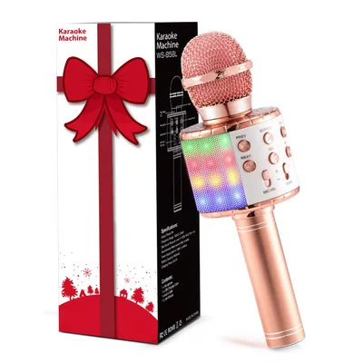 Produktbild von Karaoke Mikrofon, Drahtloses Bluetooth Mikrofon für Kinder, Lustige Geschenke Spielzeug für Teenager Mädchen Jungen, Tragbares KTV Lautsprecher Record