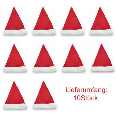 Produktbild von Weihnachtsmann Bommelmütze (10 Stück)