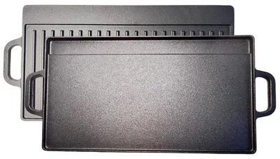 Doppelseitige Gusseisen-Grillpfanne, 42x23,5 cm, Antihaft
