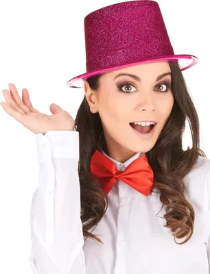 Immagine prodotto di Cappello a cilindro glitterato per feste rosa - taglia unica