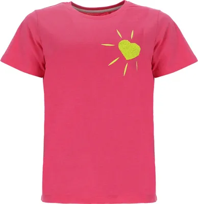 Produktbild von Wattlöper Damen T-Shirt mit Frottee-Herz auf der Brust - Kurzarm-Shirt mit geradem Schnitt in Pink Größe 3XL