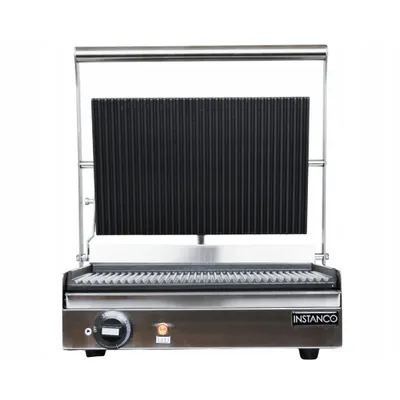 Produktbild von Instanco Kontaktgrill Panini 2200 W, gerillte Gussplatten mit Keramikbeschichtung, Thermostat bis 300 °C, Edelstahl, 230 V
