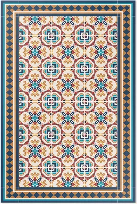 Produktbild von Florale Geometrie dekorative fliesen – Vinylteppich – 140x210 cm – Indoor Teppich – Flur – Pflegeleicht – Modern