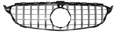 Zdjęcie produktu dla Grill chłodnicy do samochodu Mercedes C W205 S205 C205, lata produkcji 2014-2018, styl GT-R, wzór "Panamericana", kolor czarny z chromowanymi elementami.
