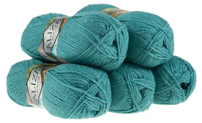 5 x 100g Strickgarn ALIZE BURCUM, 100% Polyacryl, 164 azurblau