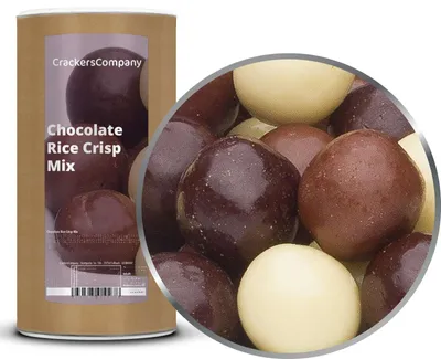 Produktbild von CrackersCompany Schoko-Reis-Crisps-Mischung (Chocolate Rice Crisp Mix), Membrandose groß 550 g