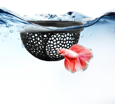 Schwimmende Betta-Höhle mit Futterring, Aquarium Deko, Schwarz