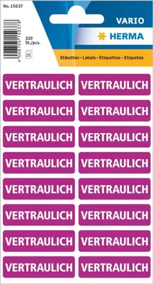 Produktbild von HERMA Hinweisetiketten 15037 Vertraulich, lila 40,0 x 12,5 mm, 5x 320 Etiketten