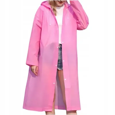 Produktbild von Regenponcho Mit Kapuze Oversize Rosa Wasserdicht Leicht Groß Damen Uni PVC