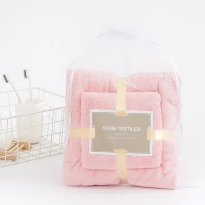 Imagen del producto de Toalla de felpa con diseño de coral – juego de toallas para baño, suaves y absorbentes, ideales para la playa y el hogar, color rosa, 70x140 cm y 35x75 cm