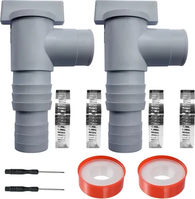 Obrázek produktu pro Ventil pro údržbu bazénu/uzavírací ventil s připojením hadice 32/38 mm, dvojitý dělený ventil pro bazén, hadicový pístový ventil, příslušenství pro bazény, pro nadzemní bazény a bazénová čerpadla (balení po 2 ks)
