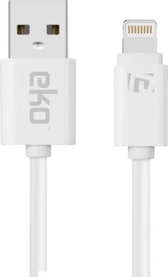 Image de Eko, Câble Lightning vers USB-A 2.4A charge et synchronisation 1m, Blanc