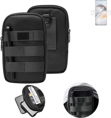 Produktbild von K-S-Trade Holster Gürtel Tasche kompatibel mit OnePlus Ace 2 Handy Tasche Schutz Hülle dunkel-grau viele Fächer, 1x