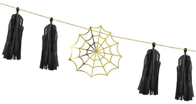 Produktbild von Goldene Spinnennetz-Tassel-Girlande aus Papier 1,75 m zum Basteln -