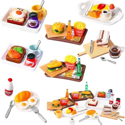 Produktbild von Omgoods – Miniatur-Lebensmittelset für Puppenhäuser im Maßstab 1:12 mit verschiedenen Accessoires