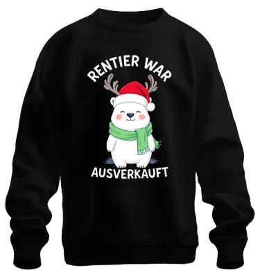 Zdjęcie produktu dla Renifer został wyprzedany Polar Bear Antlers Christmas Gift Uni  Sweatshirt Pullover, Czarny, S