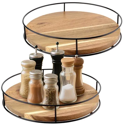 Drehplateau 2er-Set, Holz, 25 cm, 360° drehbar