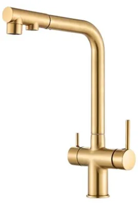 Produktbild von 3-Wege Küchenarmatur Venom mit Wasserfilter-Anschluss, herausziehbare Brause, 360° schwenkbar, getrennte Wasserwege, Keramikkartusche Messing