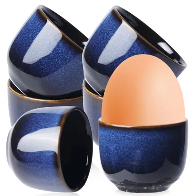 6er-Set Eierbecher aus Porzellan, Vintage Blau, Ø5 cm