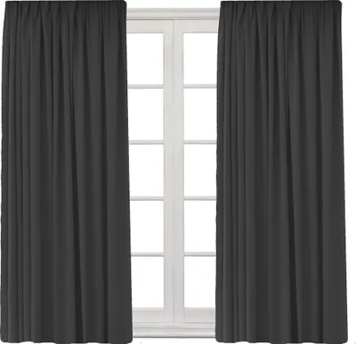 Produktbild von 2x Gardine mit Kräuselband Universalband Vorhang Gardinenband Verdunkelung Blickdicht 140 (B) x 245 (L) Dunkelgrau 2er Pack
